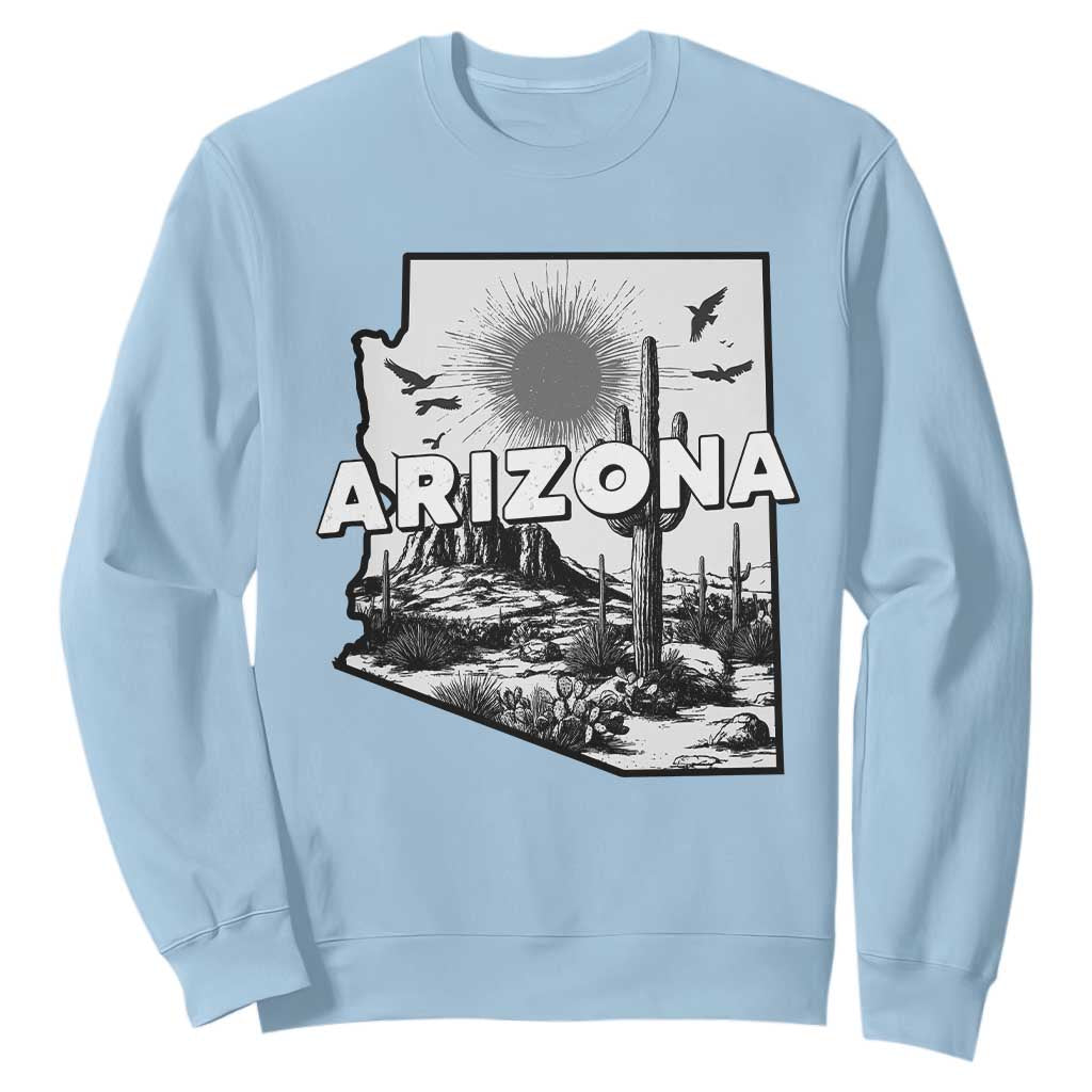Arizona Cactus Vintage State Map Desert Gift Sweatshirt TS12 Light Blue Print Your Wear