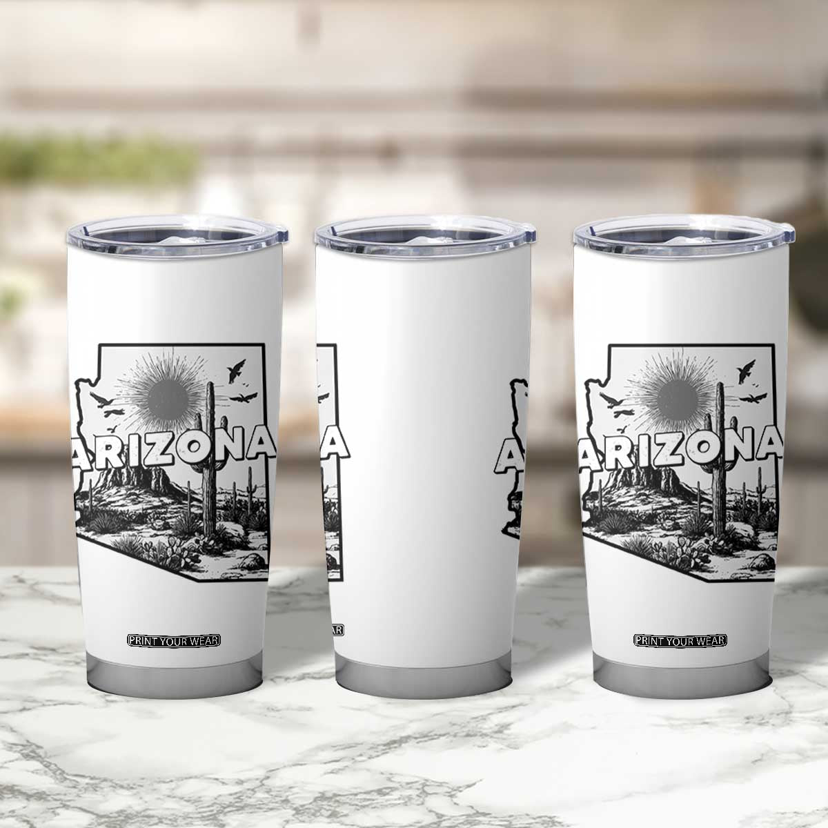 Arizona Cactus Vintage State Map Desert Gift Tumbler Cup TS12 Print Your Wear