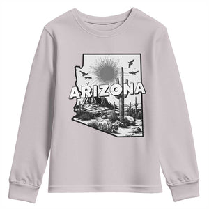 Arizona Cactus Vintage State Map Desert Gift Youth Sweatshirt TS12 Ice Gray Print Your Wear