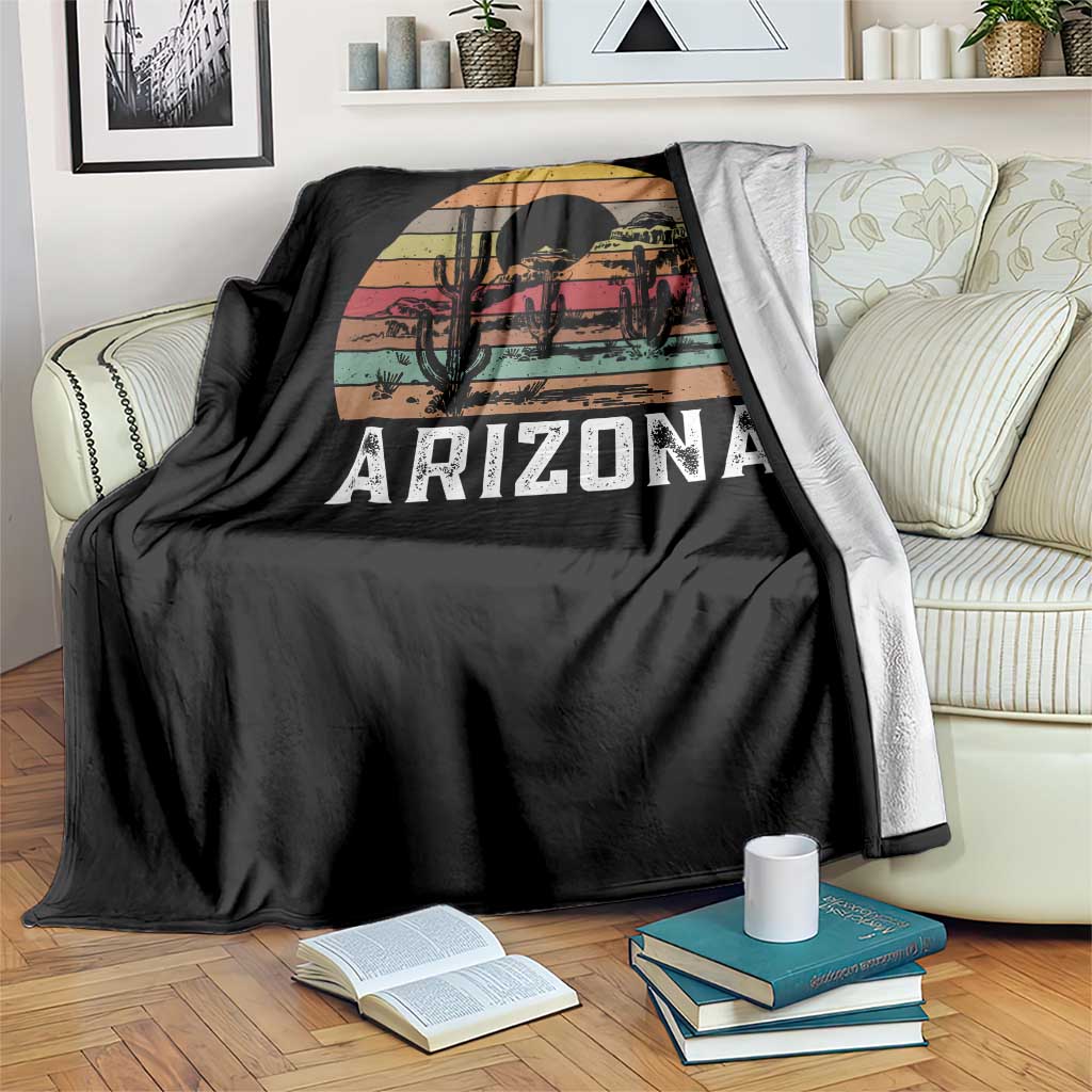 Arizona Throw Blanket Retro Desert Landscape Cactus Lover Gift TS12 Print Your Wear