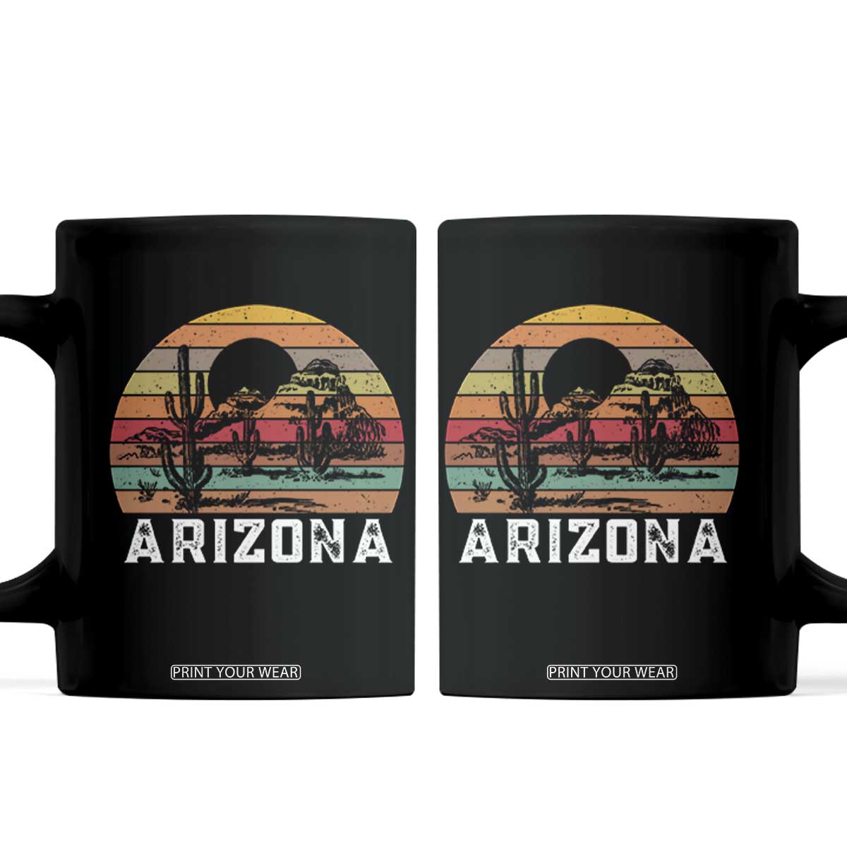 Arizona Coffee Mug Retro Desert Landscape Cactus Lover Gift TS12 Black Print Your Wear