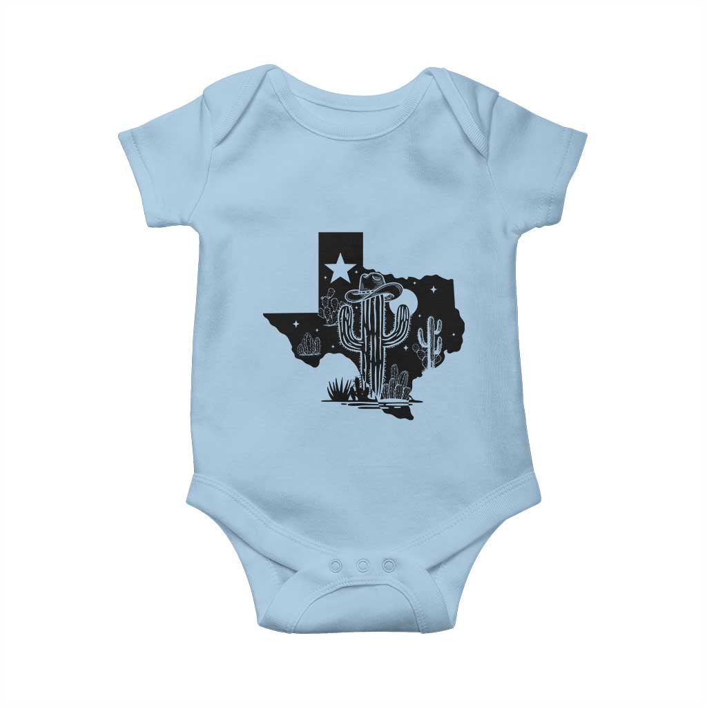 Western Pride Gift Baby Onesie Cactus Texas Map With Cowboy Hat TS12 Light Blue Print Your Wear