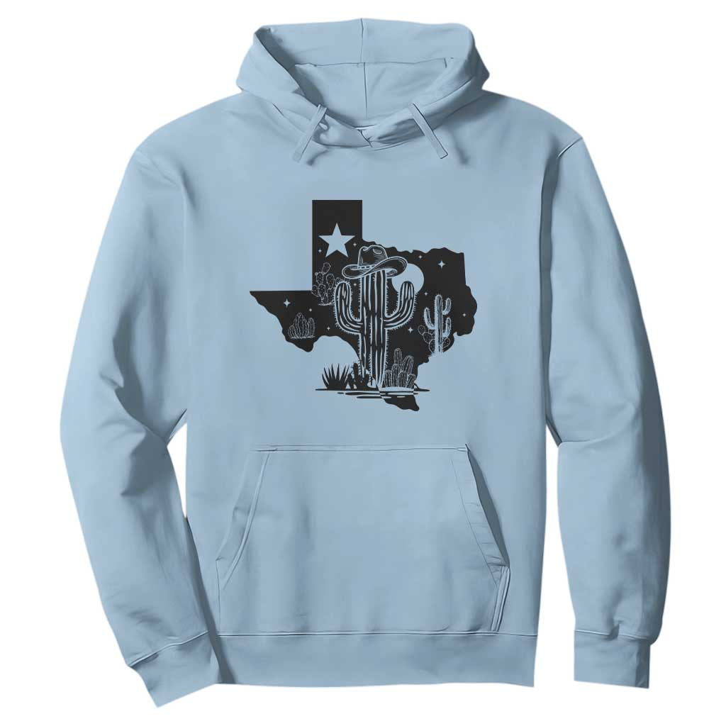 Western Pride Gift Hoodie Cactus Texas Map With Cowboy Hat TS12 Light Blue Print Your Wear