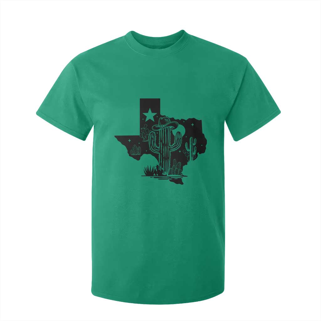 Western Pride Gift T Shirt For Kid Cactus Texas Map With Cowboy Hat TS12 Irish Green Print Your Wear