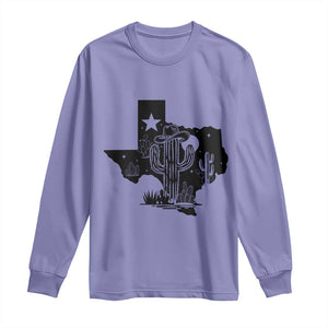 Western Pride Gift Long Sleeve Shirt Cactus Texas Map With Cowboy Hat TS12 Violet Print Your Wear