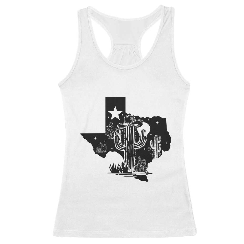 Western Pride Gift Racerback Tank Top Cactus Texas Map With Cowboy Hat TS12 White Print Your Wear