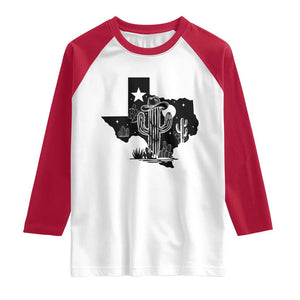 Western Pride Gift Raglan Shirt Cactus Texas Map With Cowboy Hat TS12 White Red Print Your Wear