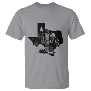 Western Pride Gift T Shirt Cactus Texas Map With Cowboy Hat TS12 Sport Gray Print Your Wear