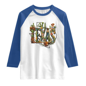 Texas Cowboy And Cowgirl Raglan Shirt Vintage Cactus Gift Idea TS12 White Royal Print Your Wear