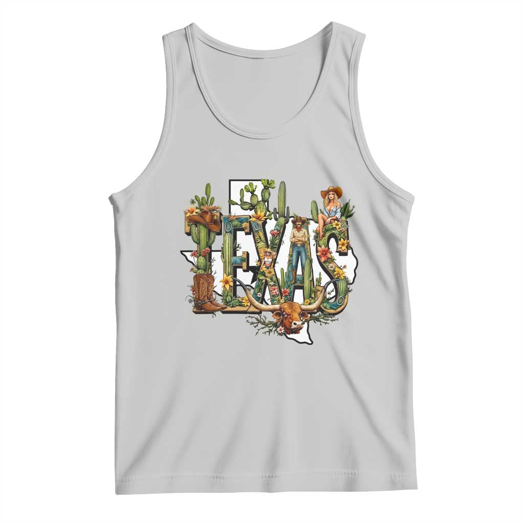 Texas Cowboy And Cowgirl Tank Top Vintage Cactus Gift Idea TS12 Ash Print Your Wear