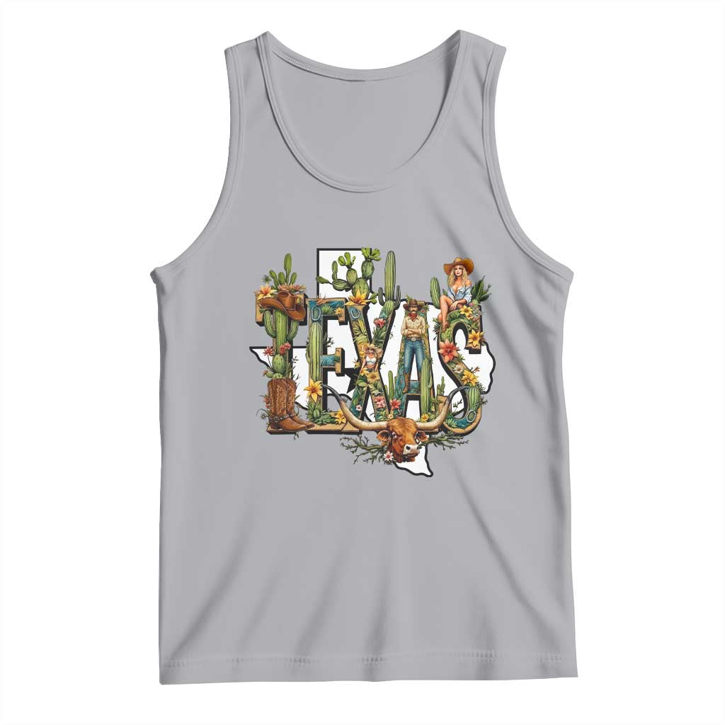 Texas Cowboy And Cowgirl Tank Top Vintage Cactus Gift Idea TS12 Athletic Heather Print Your Wear