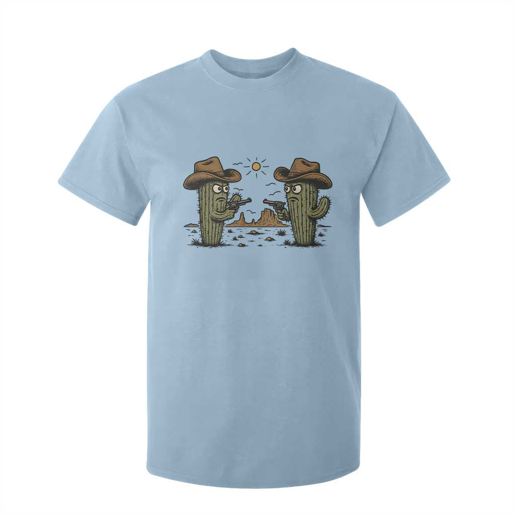 Funny Lone Star Cactus Cowboy Gunfight Gift T Shirt For Kid TS12 Light Blue Print Your Wear