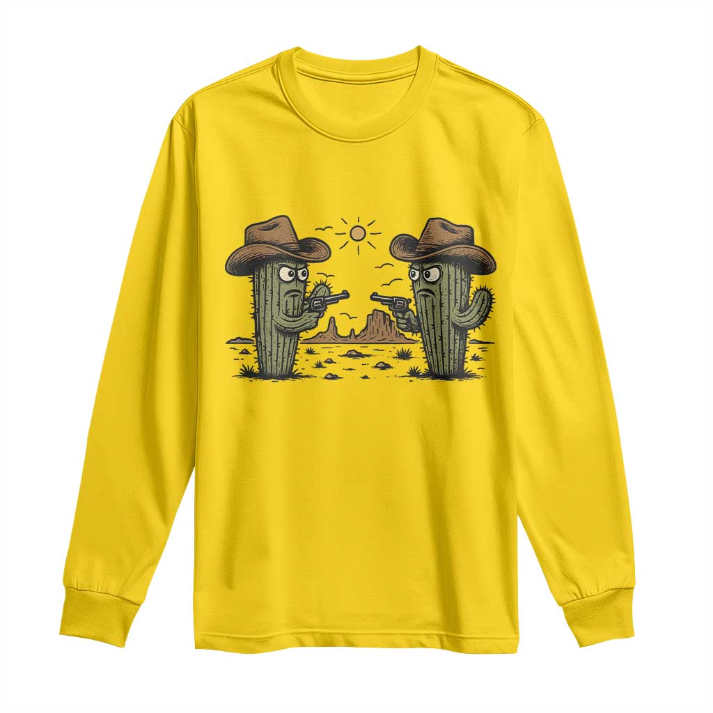 Funny Lone Star Cactus Cowboy Gunfight Gift Long Sleeve Shirt TS12 Daisy Print Your Wear