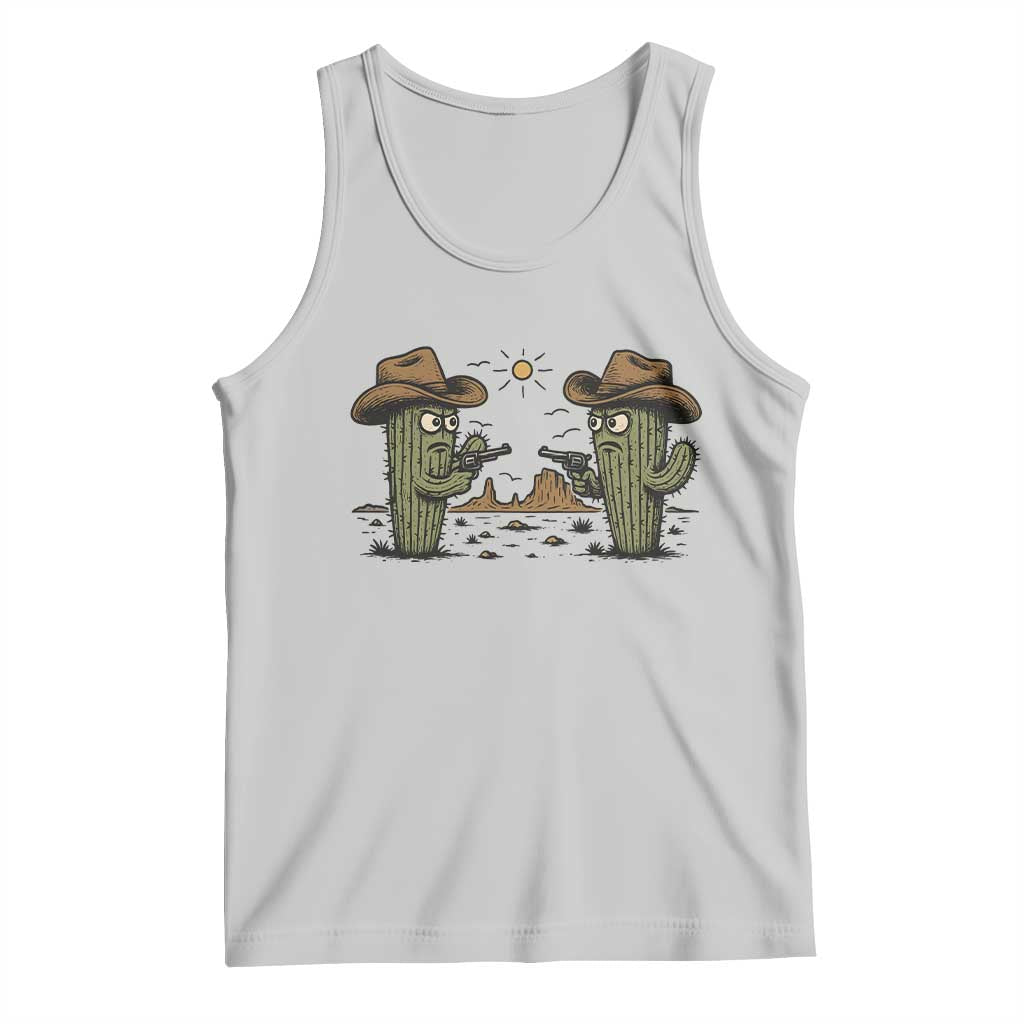 Funny Lone Star Cactus Cowboy Gunfight Gift Tank Top TS12 Ash Print Your Wear
