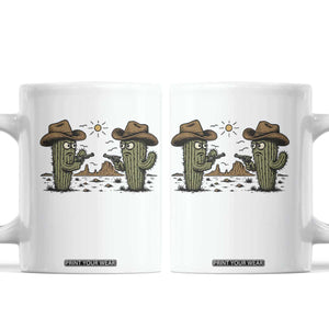 Funny Lone Star Cactus Cowboy Gunfight Gift Coffee Mug TS12 White Print Your Wear