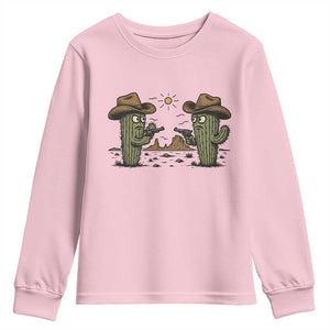 Funny Lone Star Cactus Cowboy Gunfight Gift Youth Sweatshirt TS12 Light Pink Print Your Wear