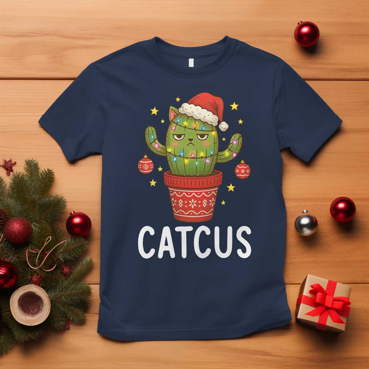 Funny Christmas Catcus T Shirt Succulent Lover Gift TS12 Navy Print Your Wear