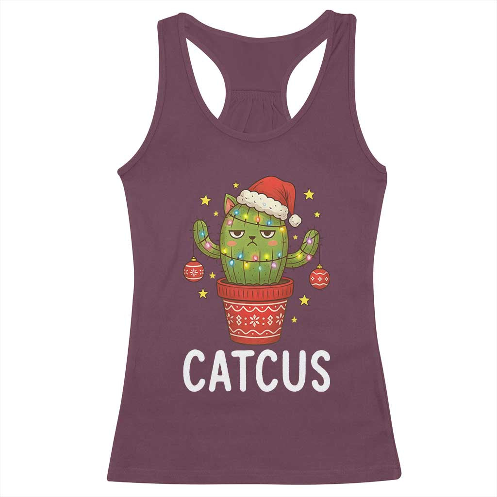 Funny Christmas Catcus Racerback Tank Top Succulent Lover Gift TS12 Maroon Print Your Wear