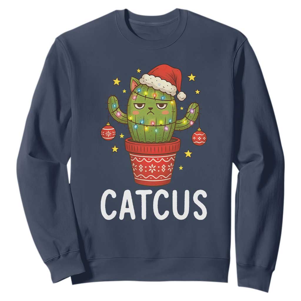 Funny Christmas Catcus Sweatshirt Succulent Lover Gift TS12 Navy Print Your Wear