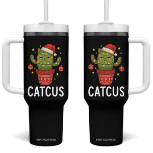 Funny Christmas Catcus Tumbler With Handle Succulent Lover Gift TS12 One Size: 40 oz Black Print Your Wear