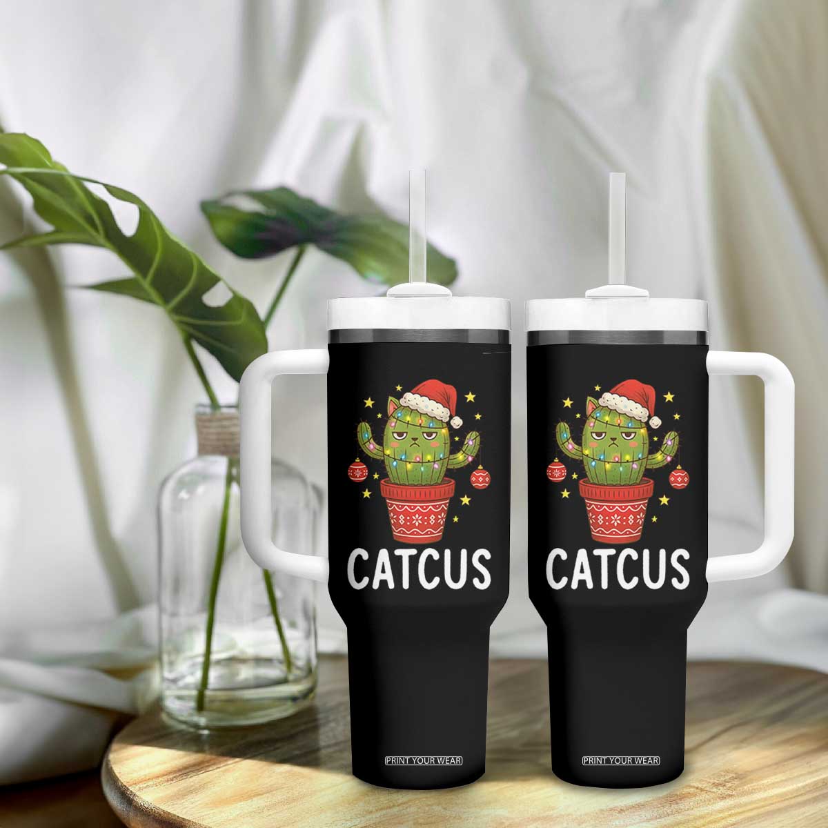 Funny Christmas Catcus Tumbler With Handle Succulent Lover Gift TS12 Print Your Wear