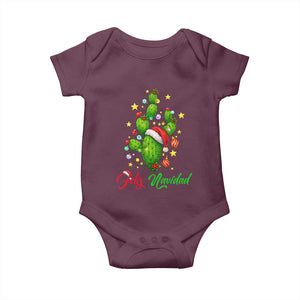 Feliz Navidad Cactus Baby Onesie Funny Spanish Christmas Gift TS12 Maroon Print Your Wear