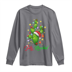 Feliz Navidad Cactus Long Sleeve Shirt Funny Spanish Christmas Gift TS12 Charcoal Print Your Wear