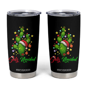 Feliz Navidad Cactus Tumbler Cup Funny Spanish Christmas Gift TS12 Black Print Your Wear