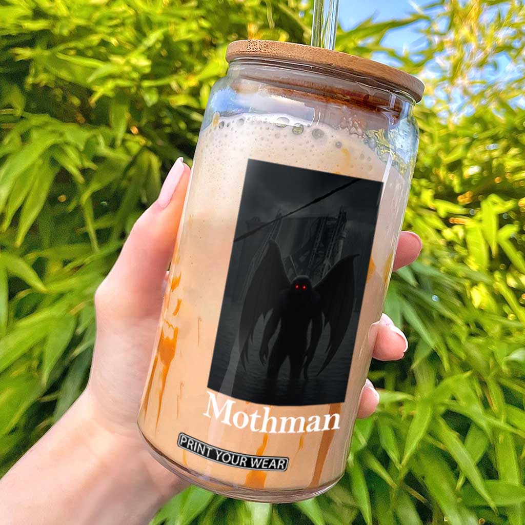 Mothman Glass Can Folklore Cryptid Gift Silver Bridge West Virginia TS12 Black Print Your Wear