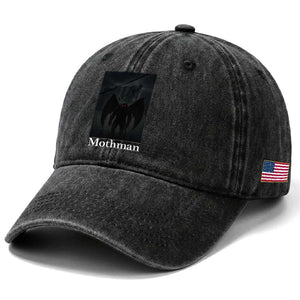 Mothman Washed Cotton Baseball Cap Folklore Cryptid Gift Silver Bridge West Virginia TS12 Print Your Wear