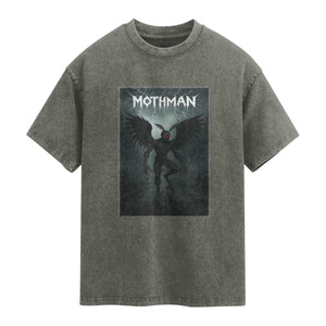 Mothman Washed Cotton T-Shirt Folklore Gothic Horror Cryptid Gift