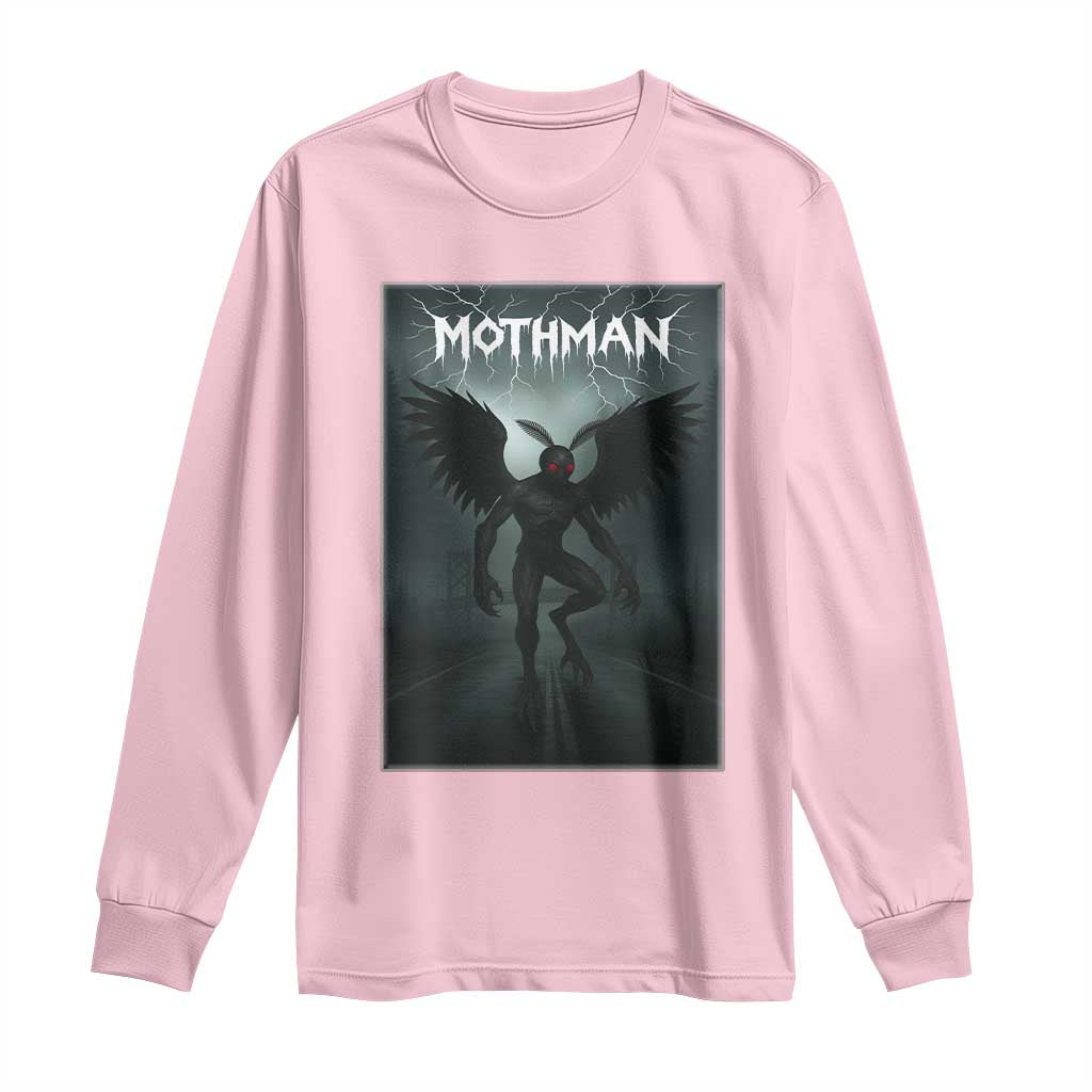 Mothman Long Sleeve Shirt Folklore Gothic Horror Cryptid Gift TS12 Light Pink Print Your Wear