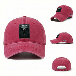 Mothman Washed Cotton Baseball Cap Folklore Gothic Horror Cryptid Gift TS12 Washed Cap Universal Fit Red Print Your Wear