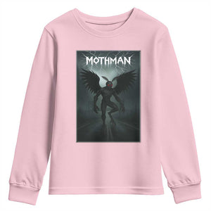 Mothman Youth Sweatshirt Folklore Gothic Horror Cryptid Gift TS12 Light Pink Print Your Wear