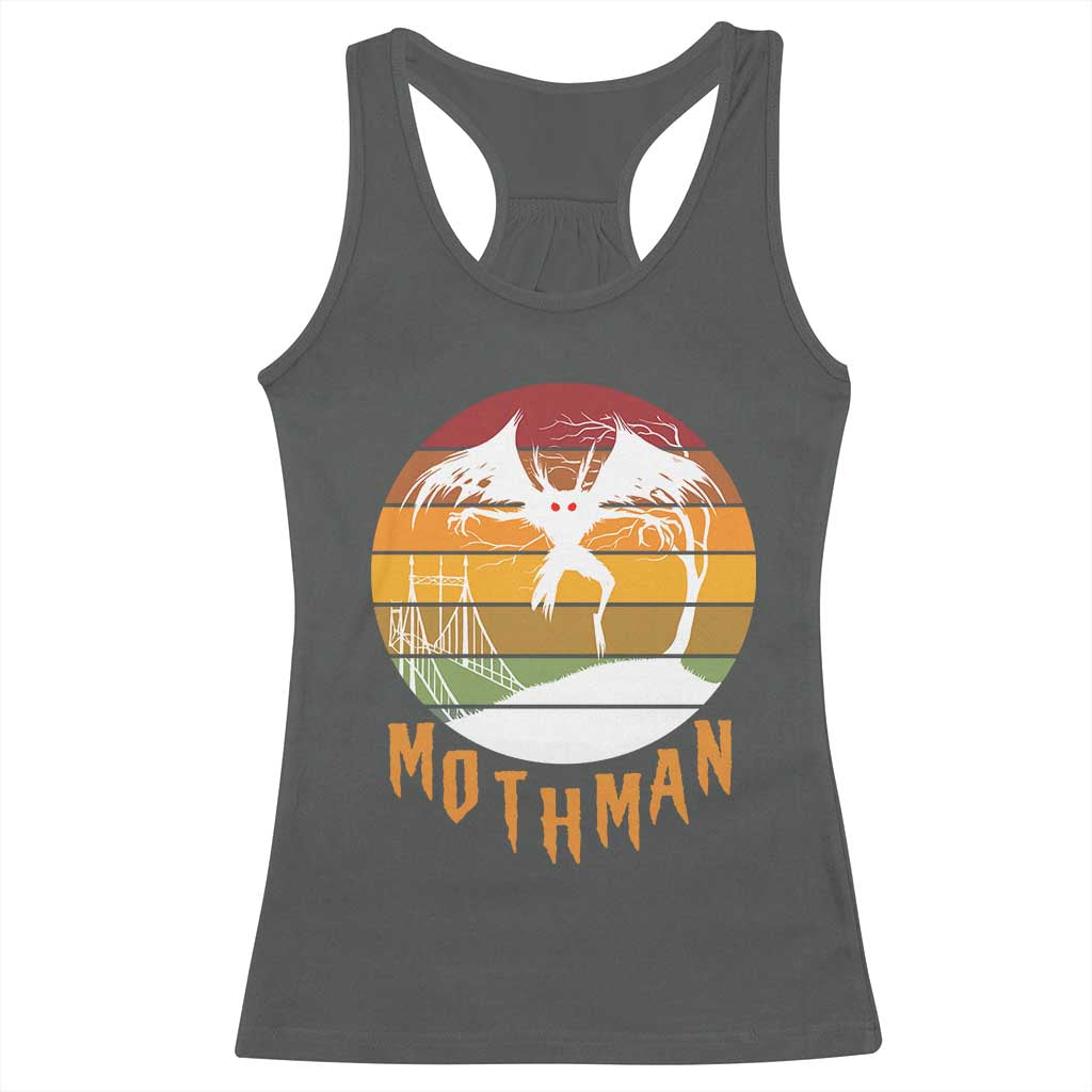 Mothman Racerback Tank Top Retro Vintage Cryptid Gothic Horror Gift TS12 Dark Heather Print Your Wear