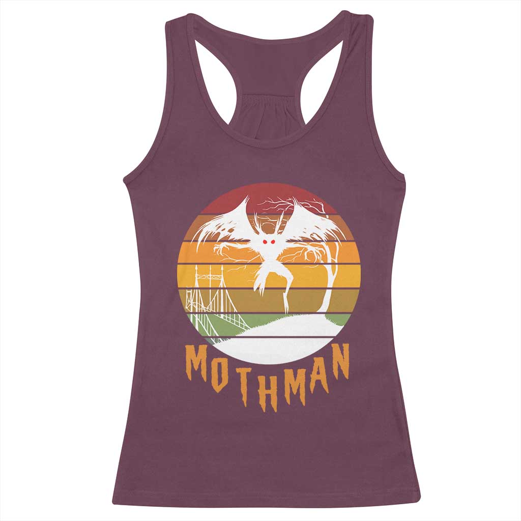 Mothman Racerback Tank Top Retro Vintage Cryptid Gothic Horror Gift TS12 Maroon Print Your Wear