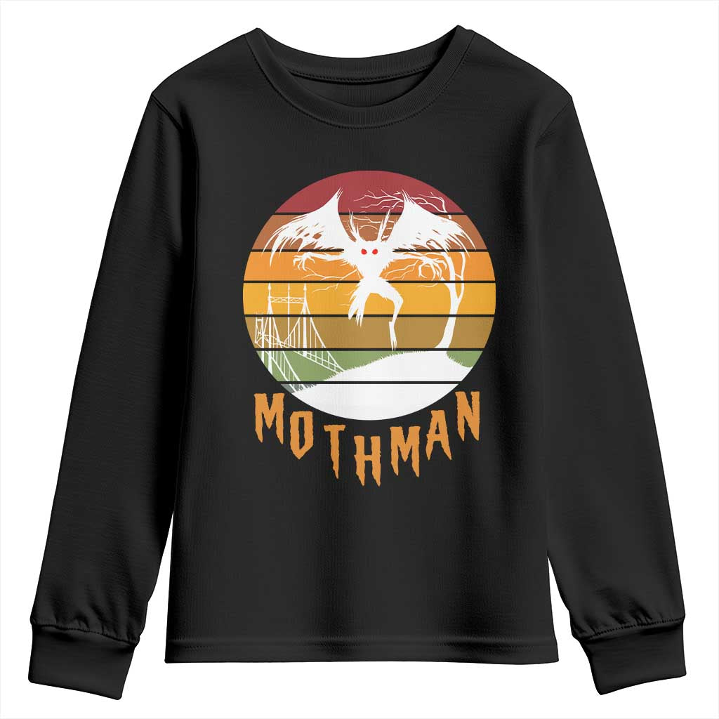 Mothman Youth Sweatshirt Retro Vintage Cryptid Gothic Horror Gift TS12 Black Print Your Wear