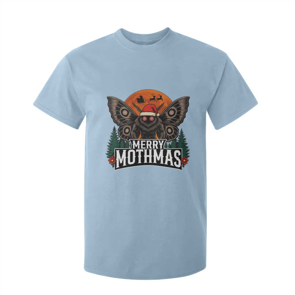 Mothman T Shirt For Kid Holiday Humor Merry Mothmas Cryptid Gift TS12 Light Blue Print Your Wear