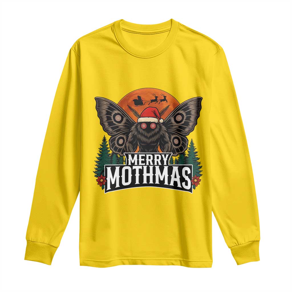 Mothman Long Sleeve Shirt Holiday Humor Merry Mothmas Cryptid Gift TS12 Daisy Print Your Wear