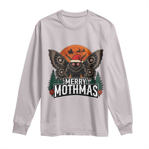 Mothman Long Sleeve Shirt Holiday Humor Merry Mothmas Cryptid Gift TS12 Ice Gray Print Your Wear