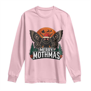 Mothman Long Sleeve Shirt Holiday Humor Merry Mothmas Cryptid Gift TS12 Light Pink Print Your Wear