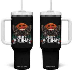 Mothman Tumbler With Handle Holiday Humor Merry Mothmas Cryptid Gift TS12 One Size: 40 oz Black Print Your Wear