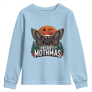 Mothman Youth Sweatshirt Holiday Humor Merry Mothmas Cryptid Gift TS12 Light Blue Print Your Wear