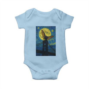Mothman Starry Night Baby Onesie Van Gogh Cryptid Gift TS12 Light Blue Print Your Wear