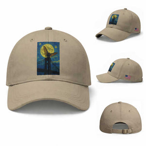 Mothman Starry Night Baseball Cap Van Gogh Cryptid Gift TS12 Baseball Cap Universal Fit Khaki Print Your Wear