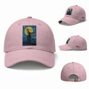 Mothman Starry Night Baseball Cap Van Gogh Cryptid Gift TS12 Baseball Cap Universal Fit Light Pink Print Your Wear