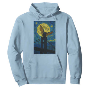 Mothman Starry Night Hoodie Van Gogh Cryptid Gift TS12 Light Blue Print Your Wear