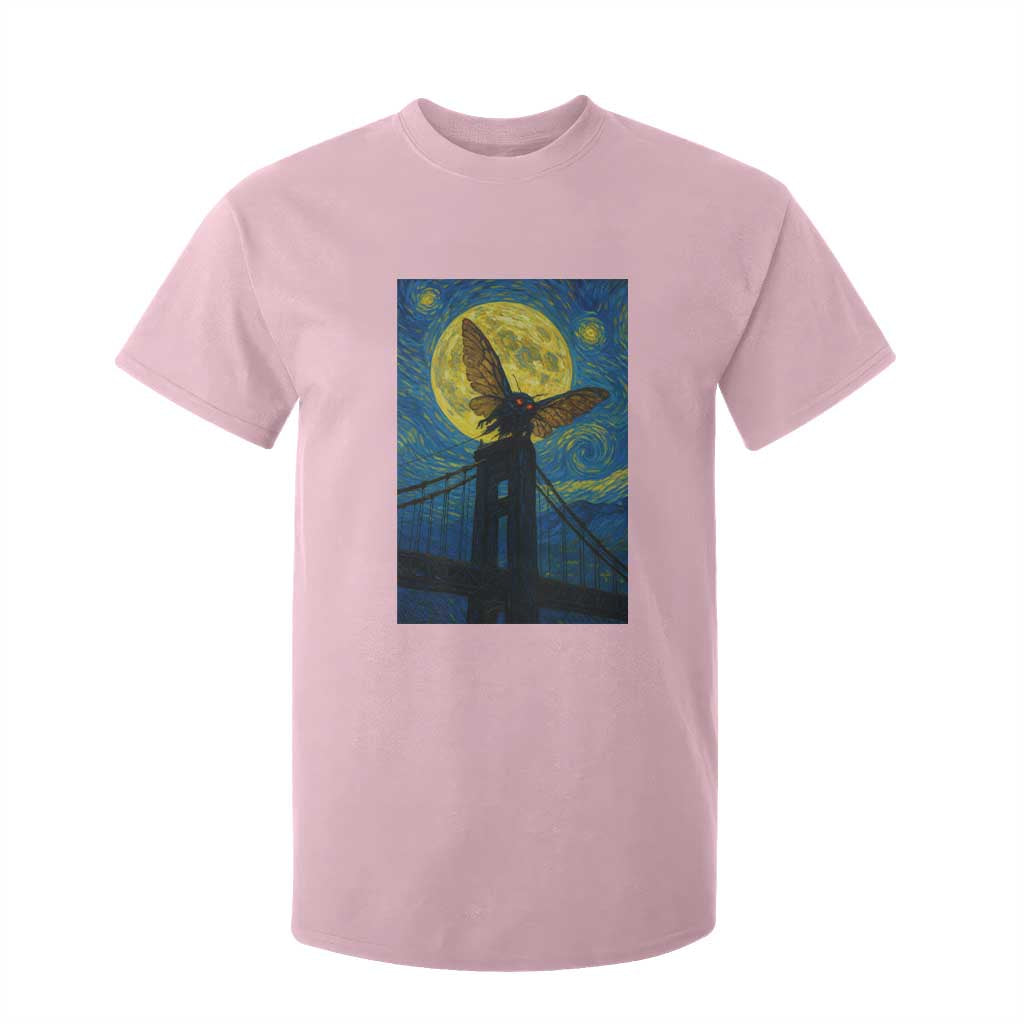 Mothman Starry Night T Shirt For Kid Van Gogh Cryptid Gift TS12 Light Pink Print Your Wear
