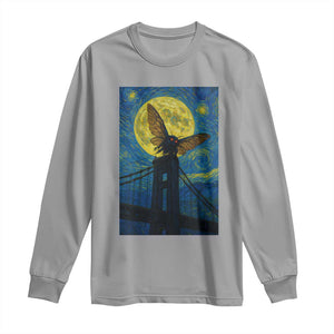 Mothman Starry Night Long Sleeve Shirt Van Gogh Cryptid Gift TS12 Sport Gray Print Your Wear