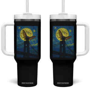 Mothman Starry Night Tumbler With Handle Van Gogh Cryptid Gift TS12 One Size: 40 oz Black Print Your Wear